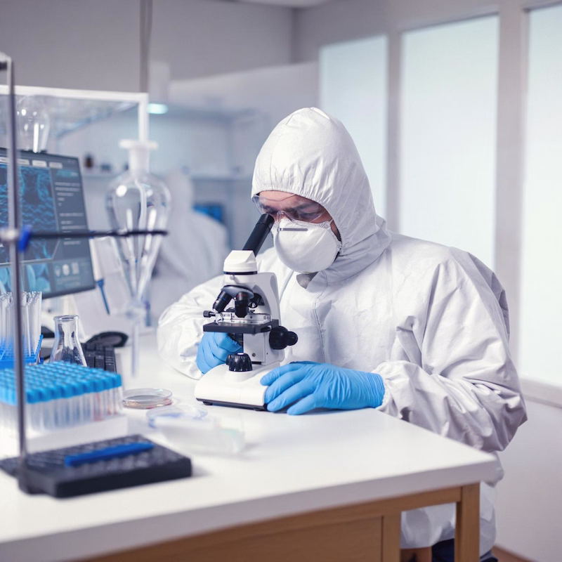 Independent lab analyst processing a Pure Maintenance of Pueblo air sample